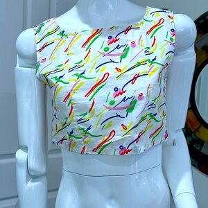 URBAN OUTFITTERS, crop top, abstract design, sz S, side zipper, back buttons NWT